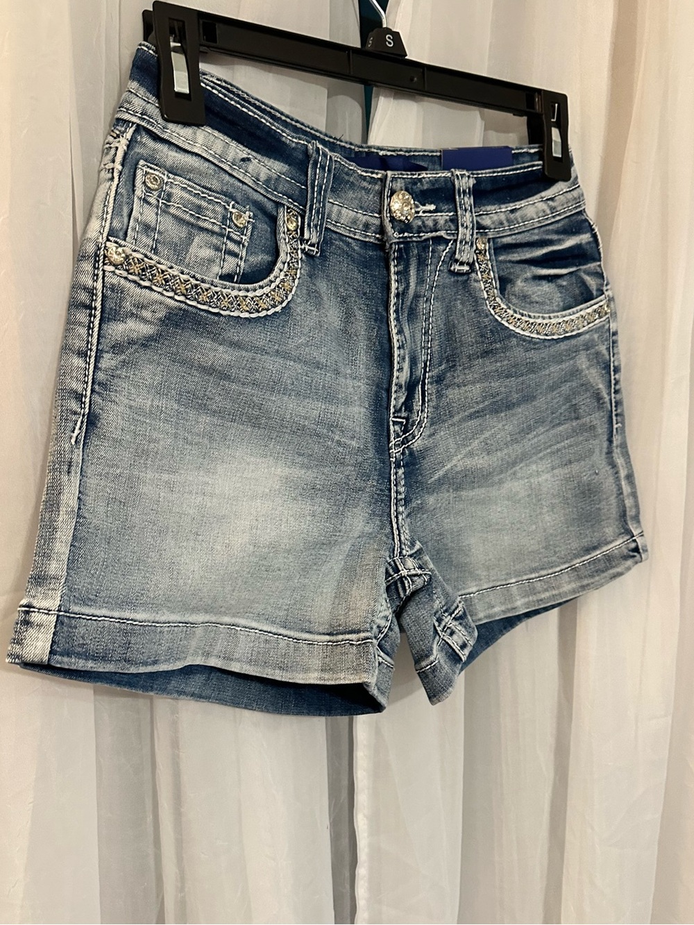 Westfield Eagle Embellished Light Blue Denim Jean Shorts